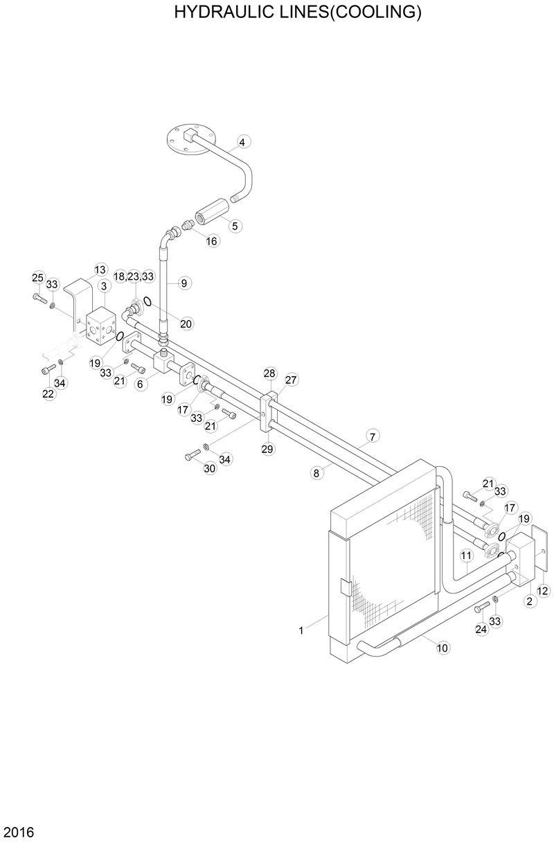 Схема запчастей Hyundai HL35C - HYDRAULIC LINES(COOLING) 