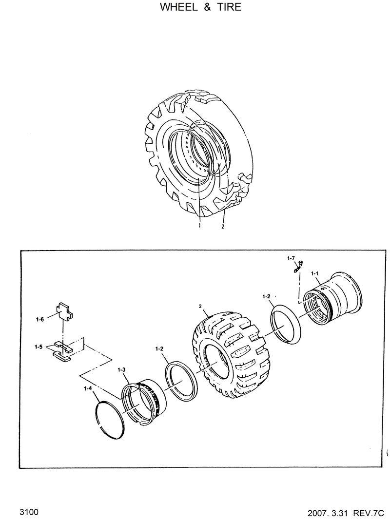 Схема запчастей Hyundai HL35C - WHEEL &amp; TIRE 