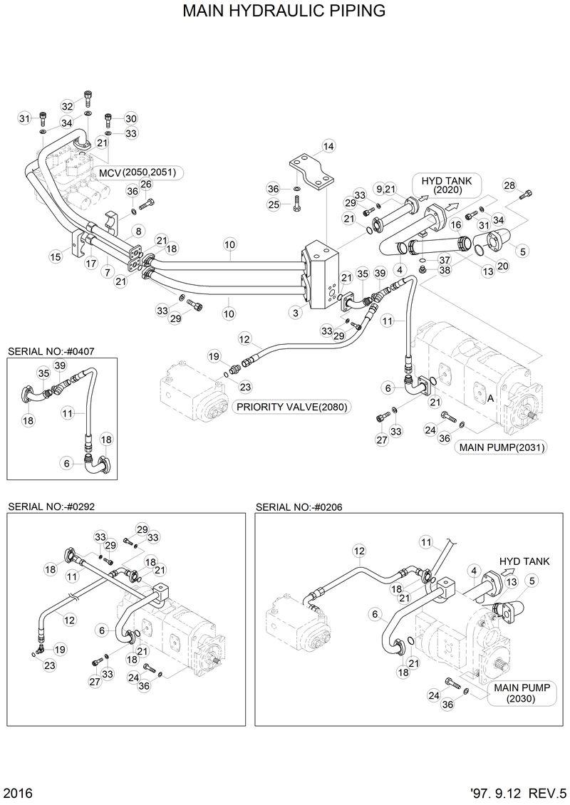 Схема запчастей Hyundai HL750 - MAIN HYDRAULIC PIPING 