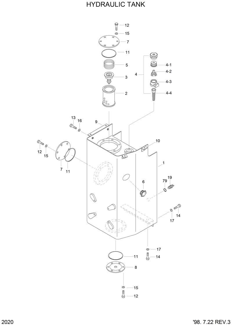 Схема запчастей Hyundai HL750 - HYDRAULIC TANK 