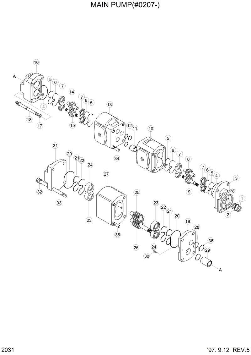 Схема запчастей Hyundai HL750 - MAIN PUMP(#0207-) 