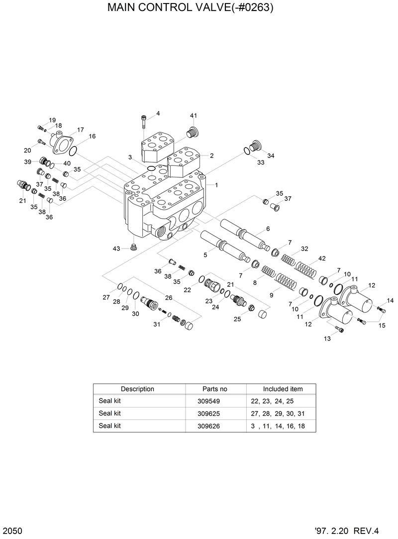 Схема запчастей Hyundai HL750 - MAIN CONTROL VALVE(-#0263) 