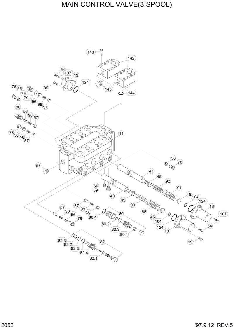 Схема запчастей Hyundai HL750 - MAIN CONTROL VALVE(3-SPOOL) 