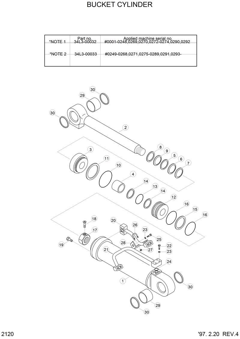 Схема запчастей Hyundai HL750 - BUCKET CYLINDER 