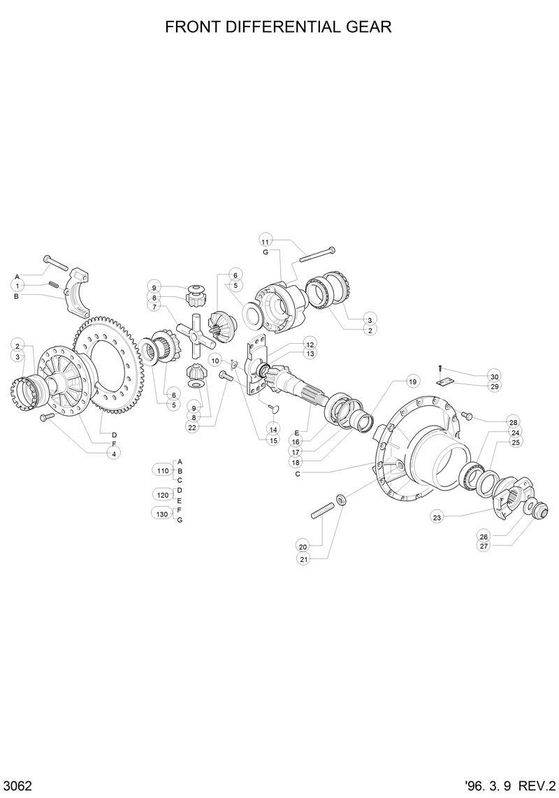 Схема запчастей Hyundai HL750 - FRONT DIFFERENTIAL GEAR(-#0109) 