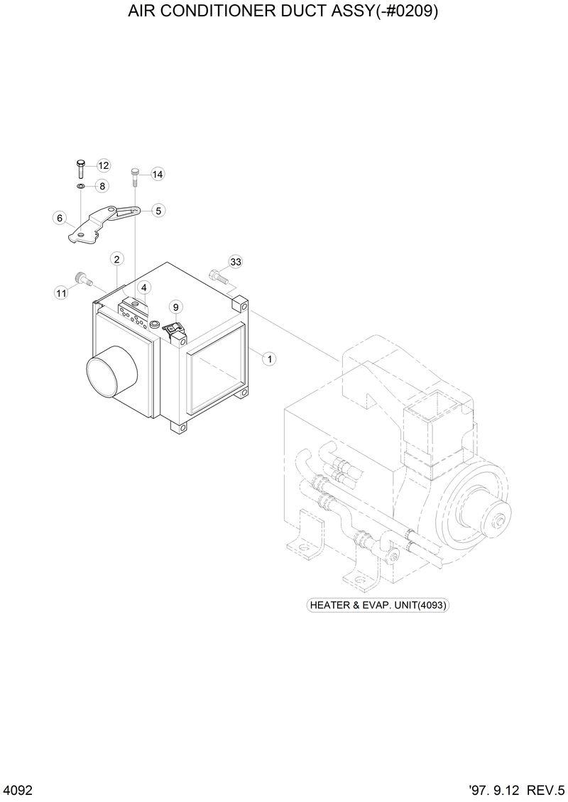 Схема запчастей Hyundai HL750 - AIR CONDITIONER DUCT ASSY(-#0209) 