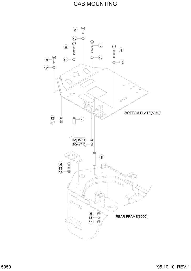 Схема запчастей Hyundai HL750 - CAB MOUNTING 