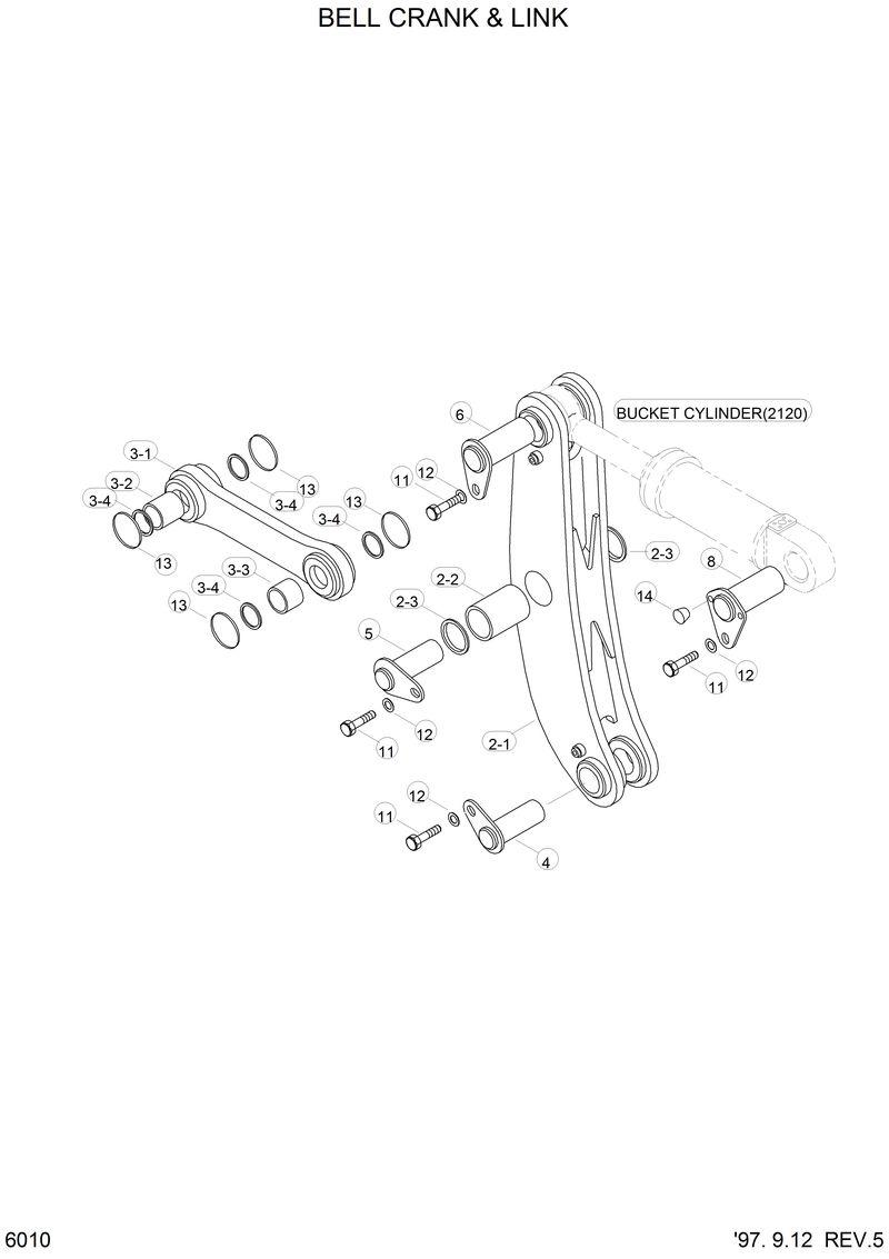 Схема запчастей Hyundai HL750 - BELL CRANK &amp; LINK 