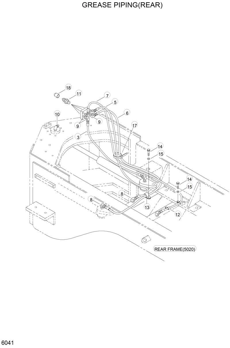 Схема запчастей Hyundai HL750 - GREASE PIPING(REAR) 