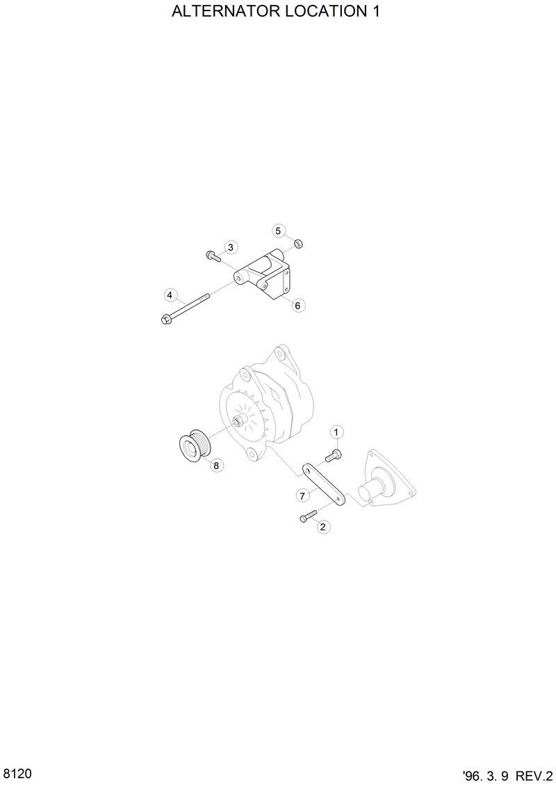 Схема запчастей Hyundai HL750 - ALTERNATOR LOCATION1 