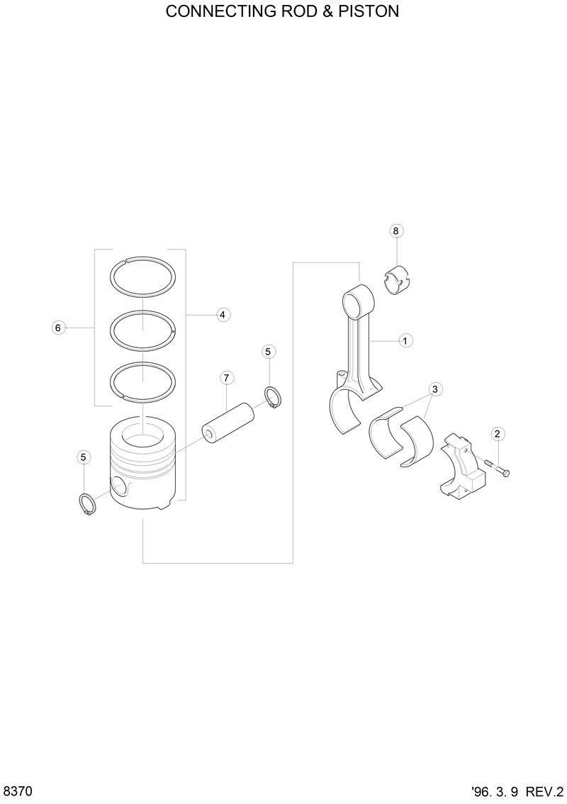 Схема запчастей Hyundai HL750 - CONNECTING ROD &amp; PISTON 