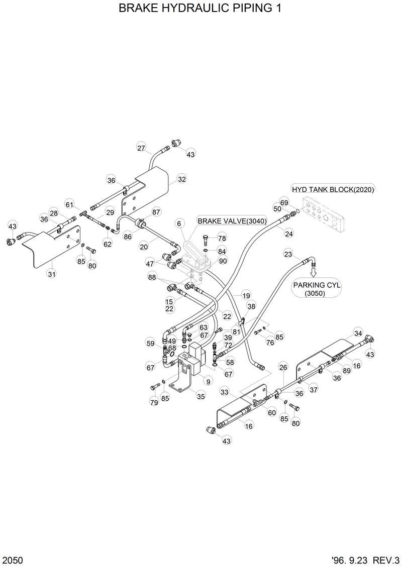 Схема запчастей Hyundai HL760 - BRAKE HYDRAULIC PIPING 1 