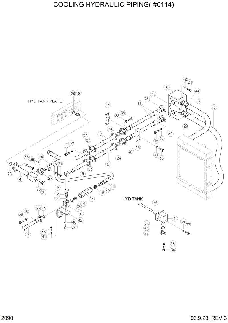 Схема запчастей Hyundai HL760 - COOLING HYDRAULIC PIPING(-#0114) 