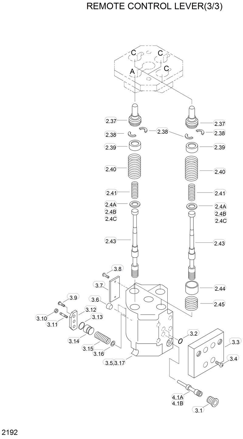 Схема запчастей Hyundai HL760 - REMOTE CONTROL LEVER(3/3) 