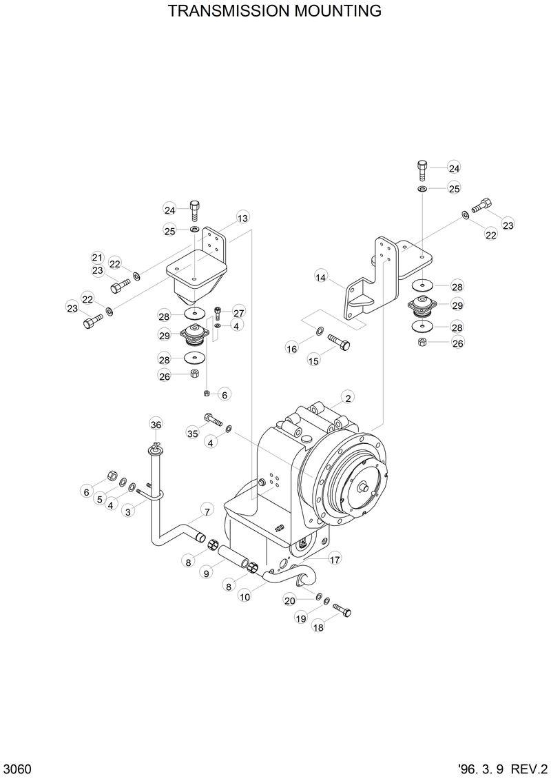 Схема запчастей Hyundai HL760 - TRANSMISSION MOUNTING 