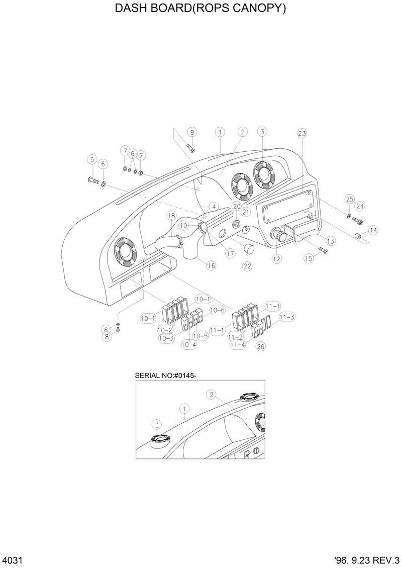 Схема запчастей Hyundai HL760 - DASH BOARD(ROPS CANOPY) 