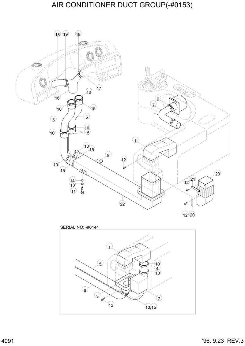 Схема запчастей Hyundai HL760 - AIR CONDITIONER DUCT GROUP(-#0153) 