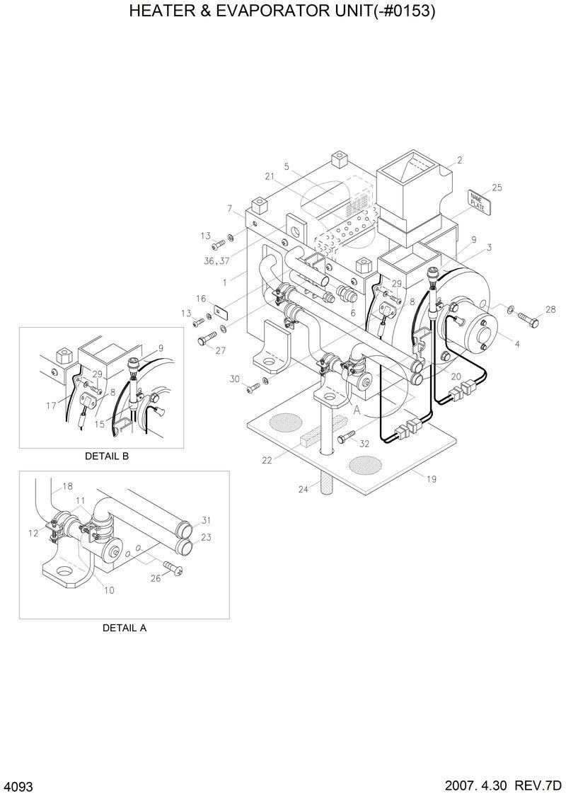 Схема запчастей Hyundai HL760 - HEATER &amp; EVAPORATOR UNIT(-#0153) 