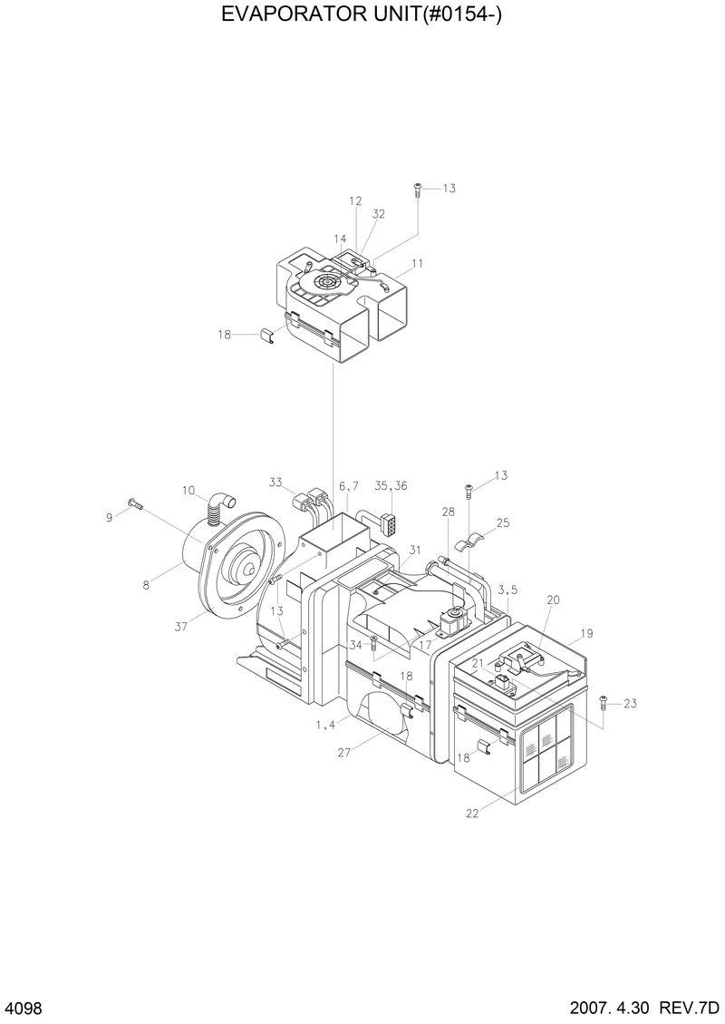 Схема запчастей Hyundai HL760 - EVAPORATOR UNIT(#0154-) 