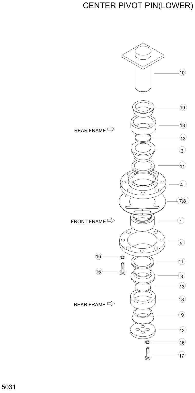 Схема запчастей Hyundai HL760 - CENTER PIVOT PIN(LOWER) 