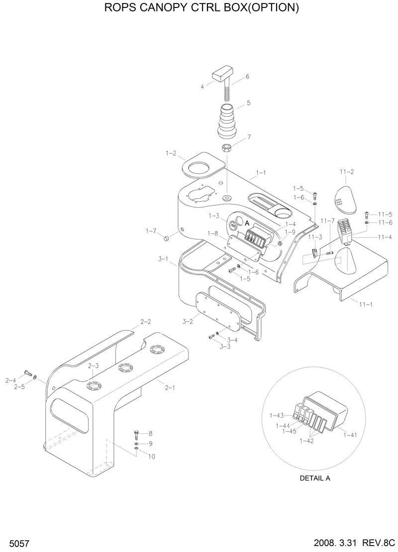 Схема запчастей Hyundai HL760 - CONTROL BOX(ROPS CANOPY) 