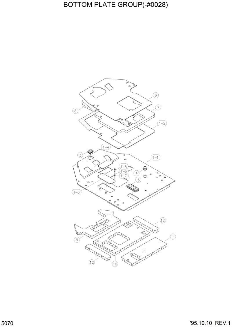 Схема запчастей Hyundai HL760 - BOTTOM PLATE GROUP(-#0028) ) 