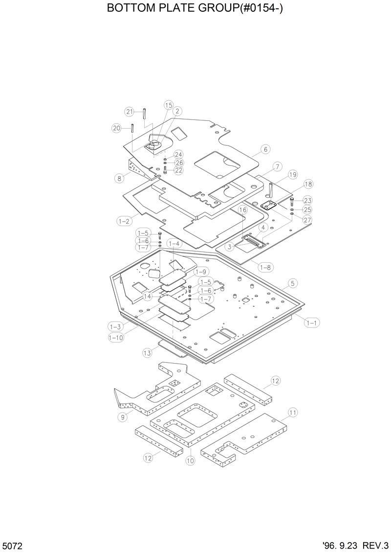 Схема запчастей Hyundai HL760 - BOTTOM PLATE GROUP(#0154-) 