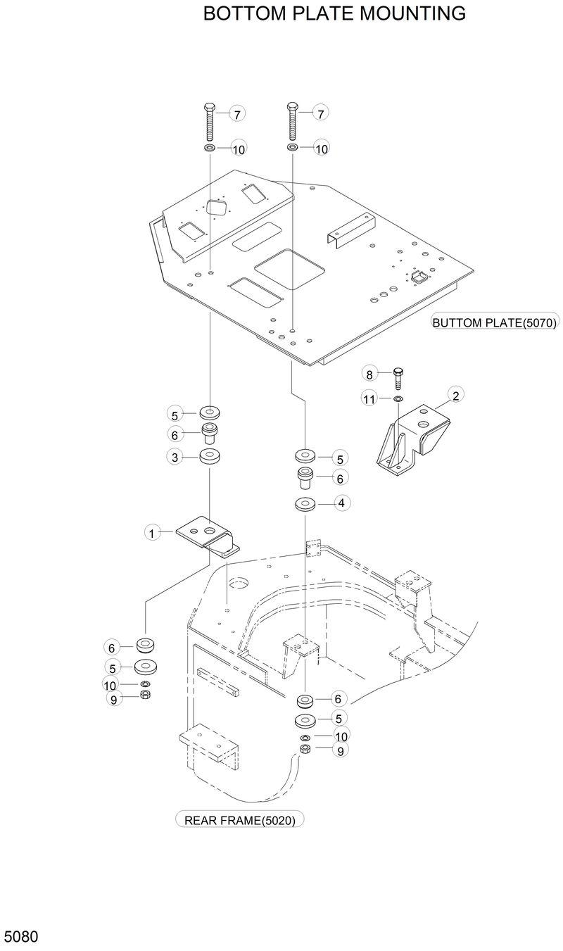 Схема запчастей Hyundai HL760 - BOTTOM PLATE MOUNTING 