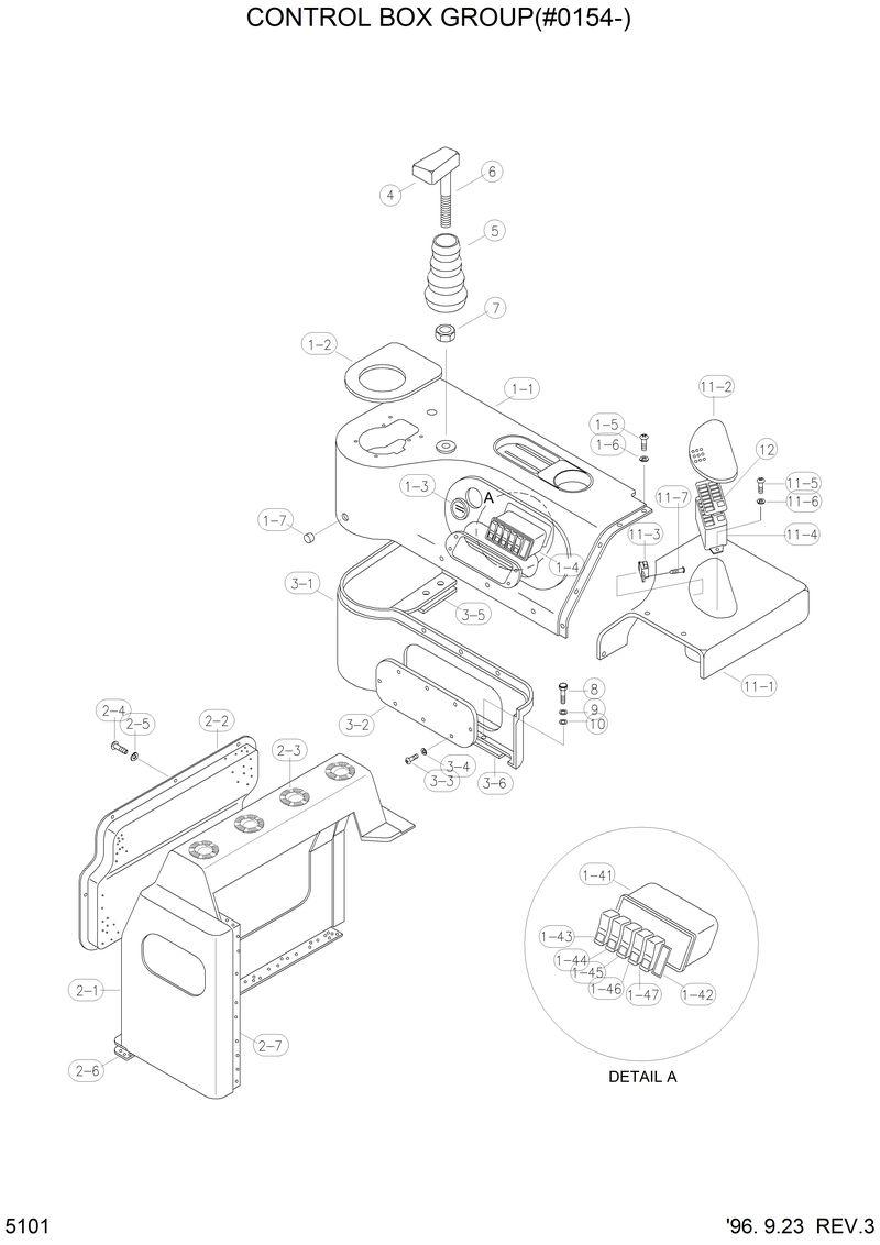 Схема запчастей Hyundai HL760 - CONTROL BOX GROUP(#0154-) 