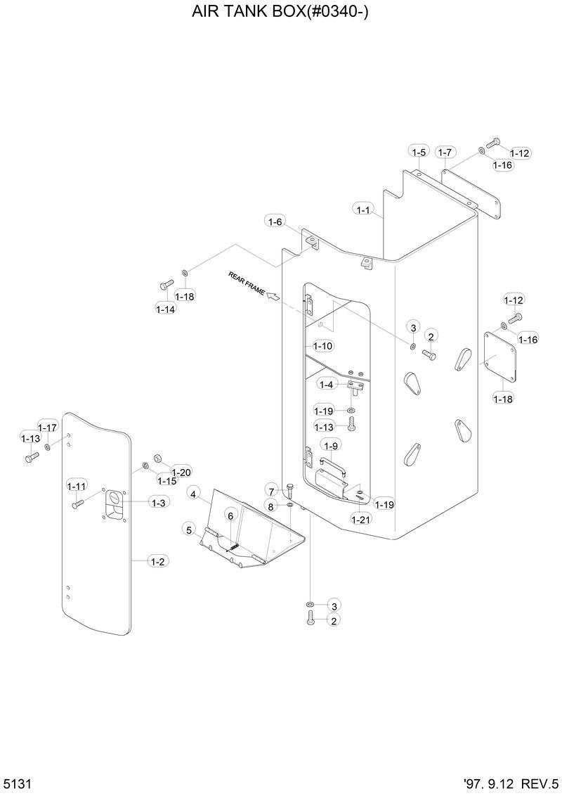 Схема запчастей Hyundai HL760 - AIR TANK BOX(#0340-) 