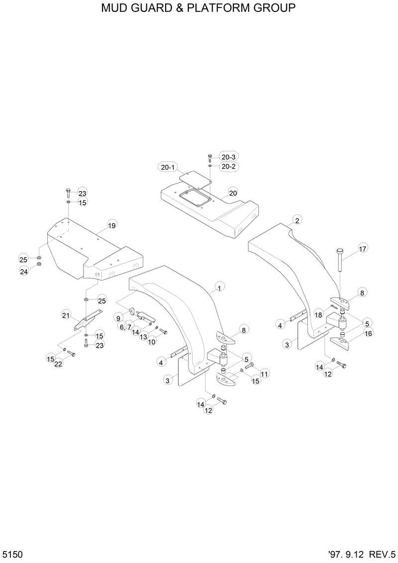 Схема запчастей Hyundai HL760 - MUD GUARD &amp; PLATFORM GROUP 