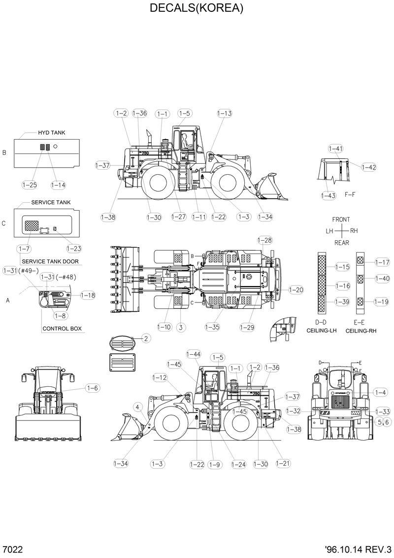 Схема запчастей Hyundai HL760 - DECALS(KOREA) 