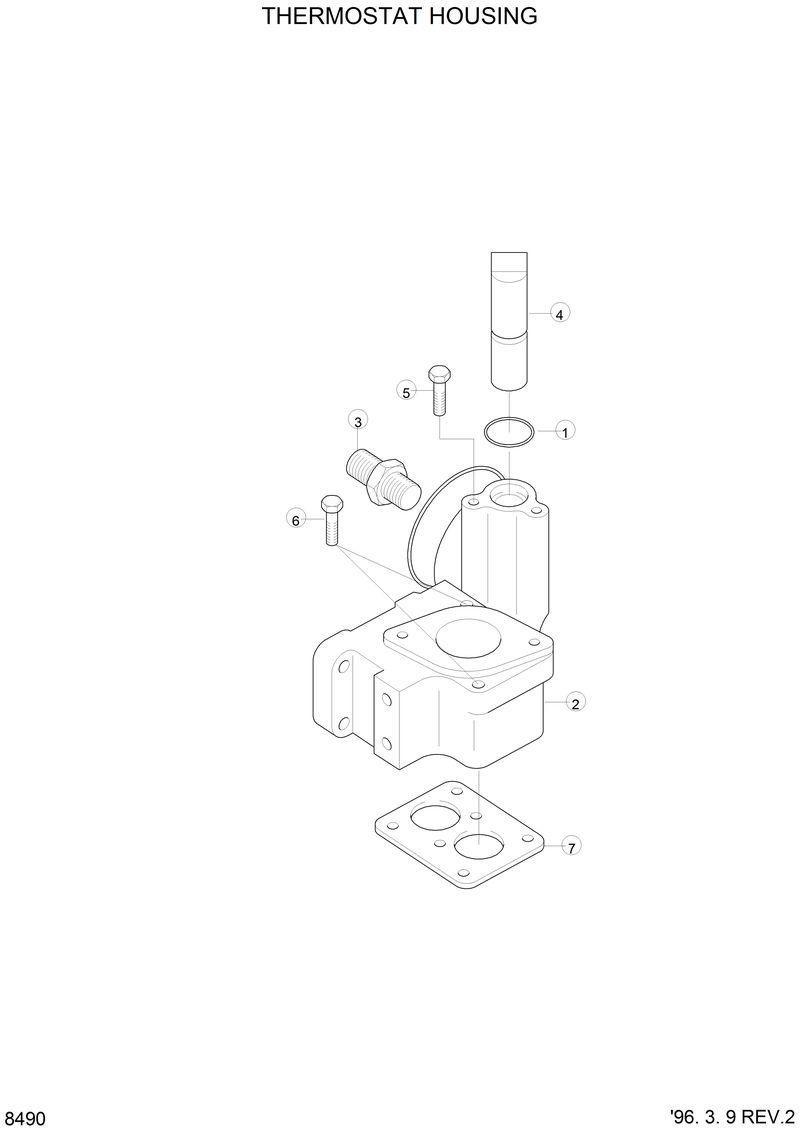 Схема запчастей Hyundai HL760 - THERMOSTAT HOUSING 