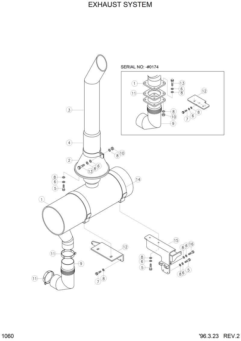 Схема запчастей Hyundai HL770 - EXHAUST SYSTEM 