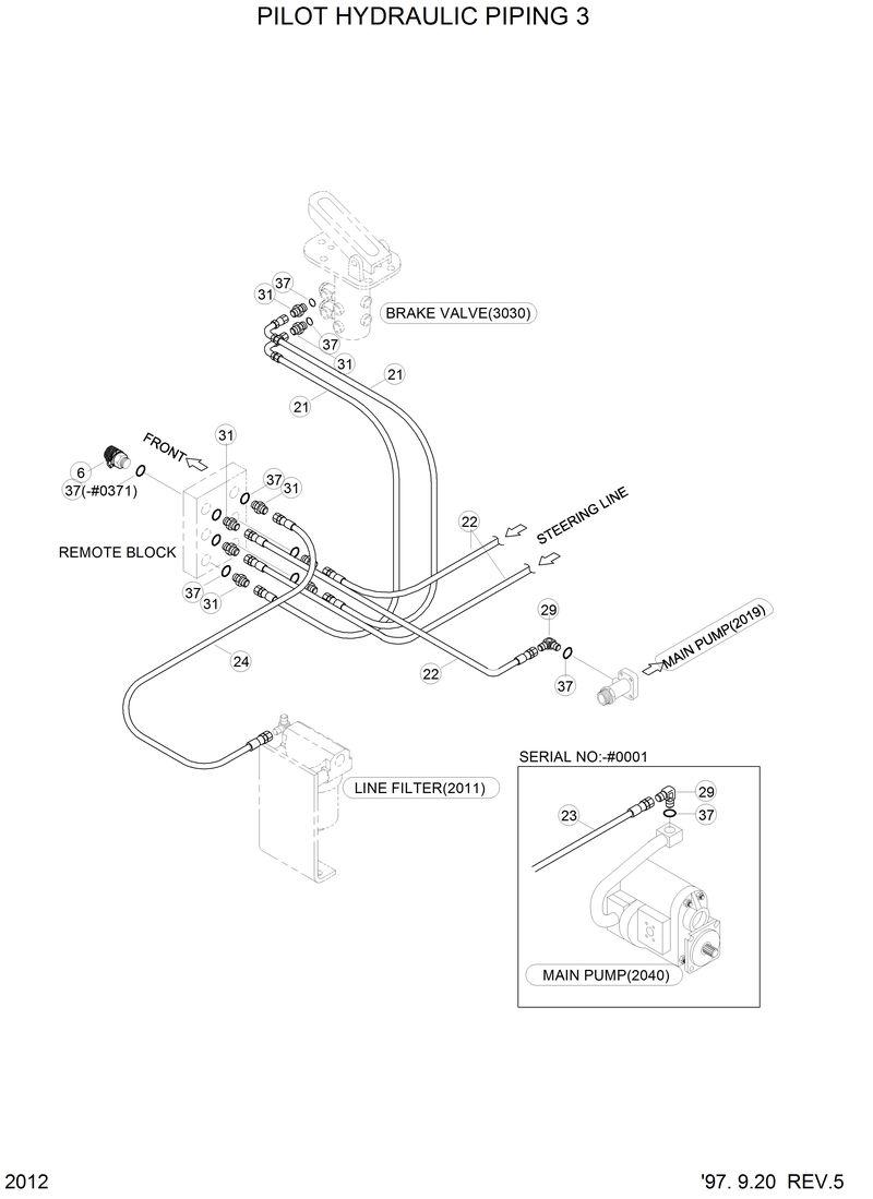 Схема запчастей Hyundai HL770 - PILOT HYDRAULIC PIPING 3 