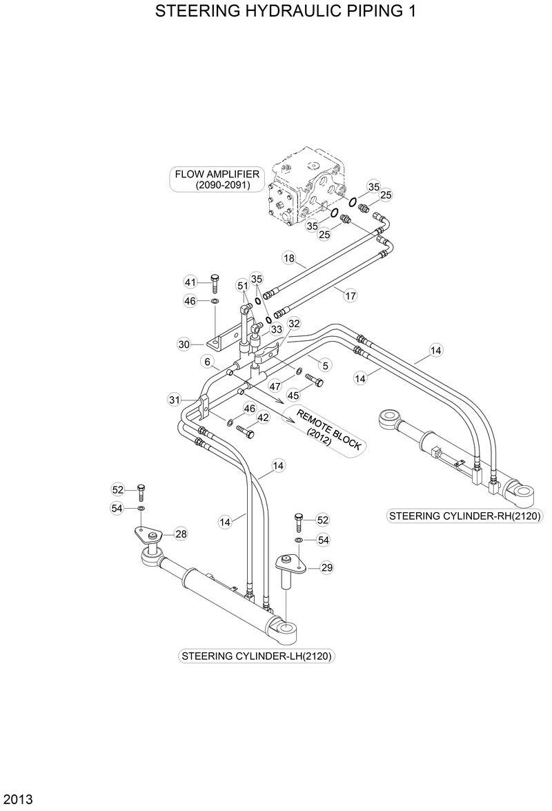 Схема запчастей Hyundai HL770 - STEERING HYDRAULIC PIPING 1 