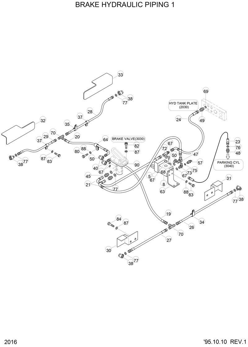 Схема запчастей Hyundai HL770 - BRAKE HYDRAULIC PIPING 1 