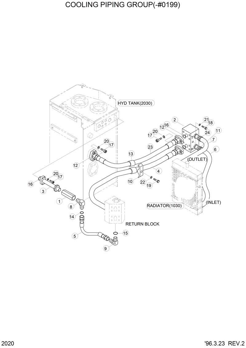 Схема запчастей Hyundai HL770 - COOLING PIPING GROUP(-#0199) 