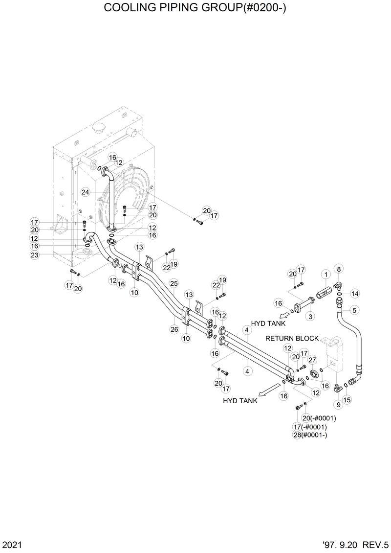 Схема запчастей Hyundai HL770 - COOLING PIPING GROUP(#0200-) 