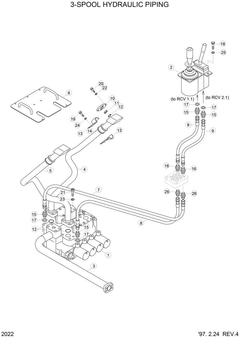 Схема запчастей Hyundai HL770 - 3-SPOOL HYDRAULIC PIPING 