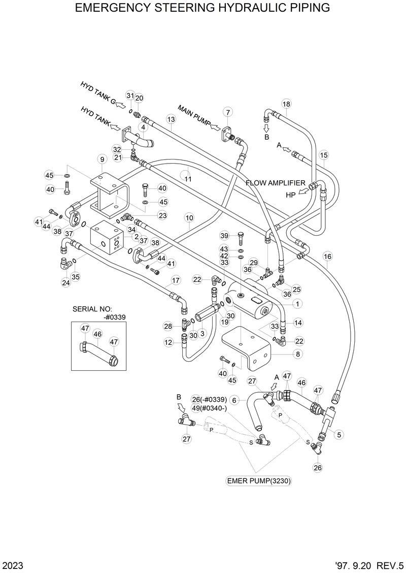 Схема запчастей Hyundai HL770 - EMERGENCY STEERING HYDRAULIC PIPING 