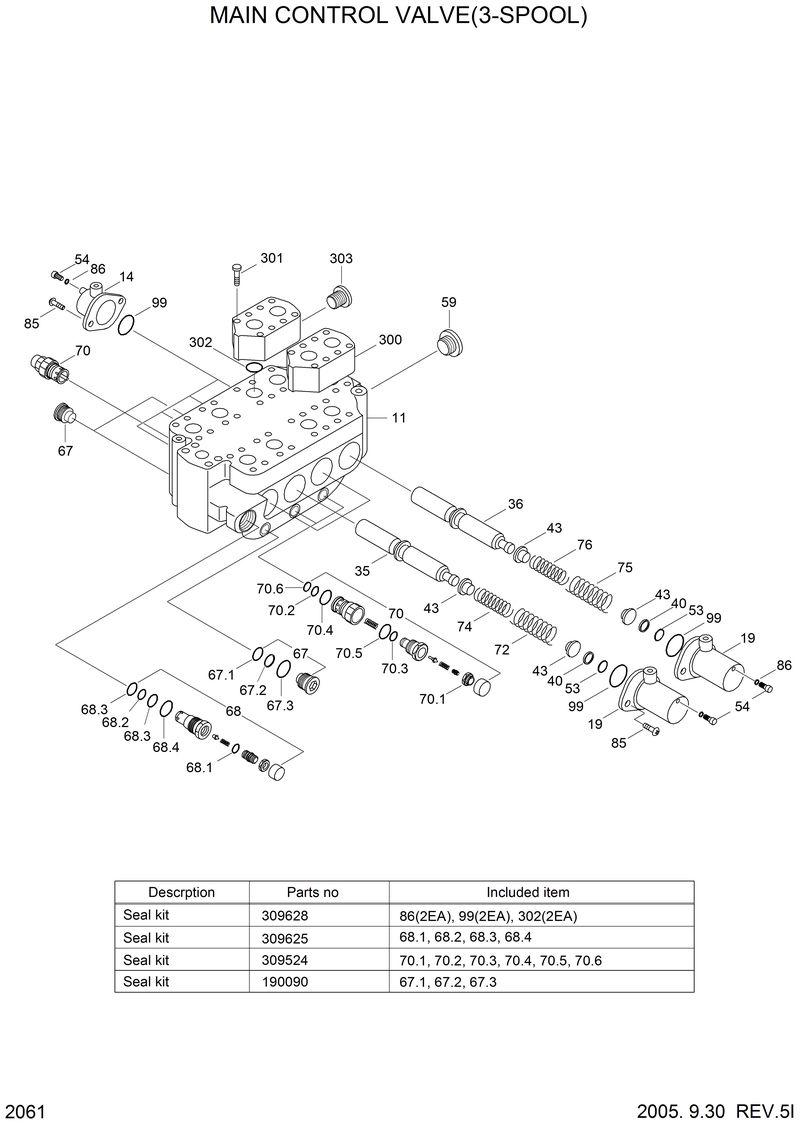 Схема запчастей Hyundai HL770 - MAIN CONTROL VALVE(3-SPOOL) 