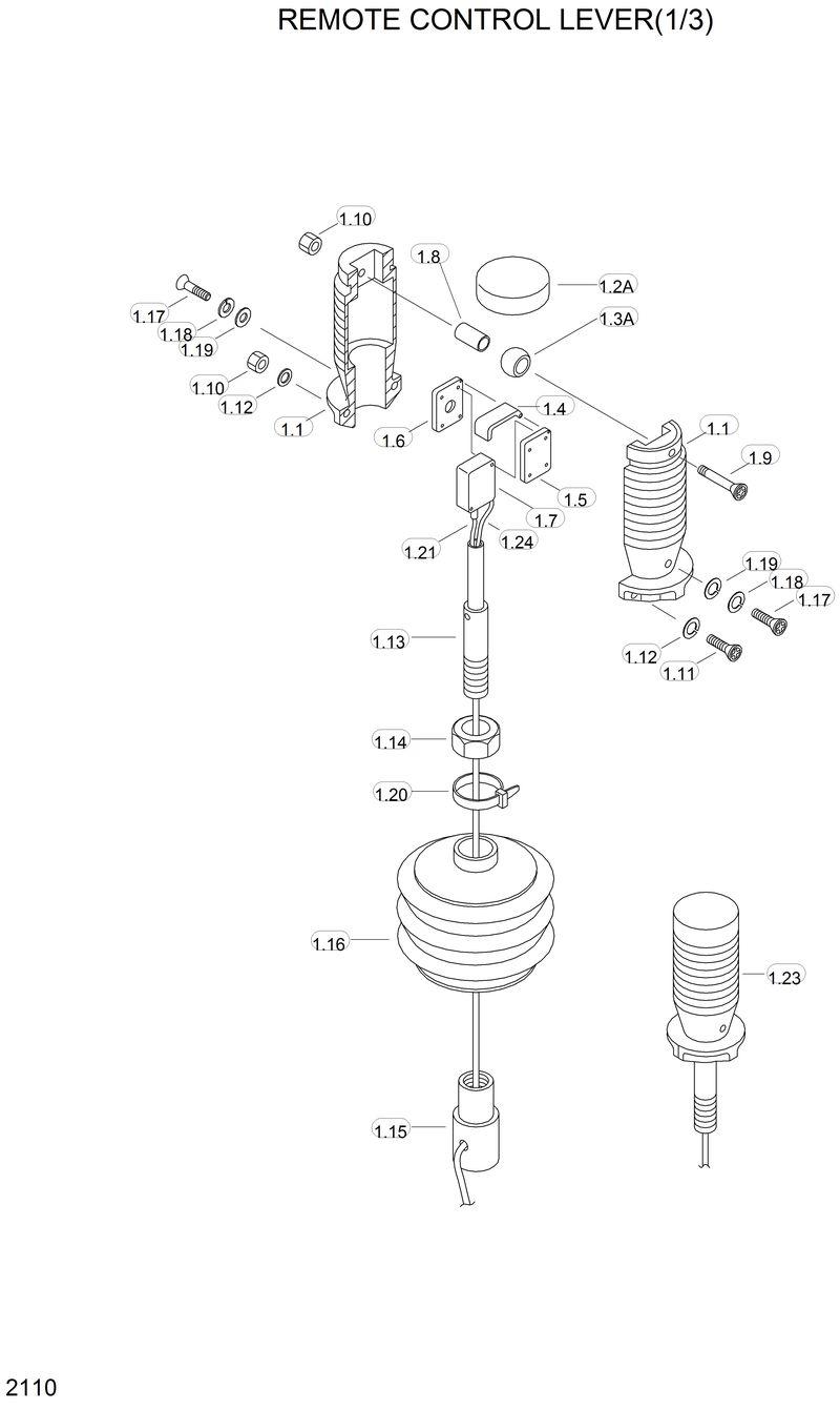 Схема запчастей Hyundai HL770 - REMOTE CONTROL LEVER(1/3) 