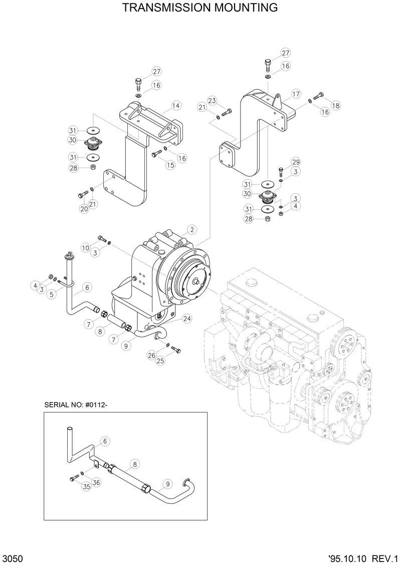 Схема запчастей Hyundai HL770 - TRANSMISSION MOUNTING 