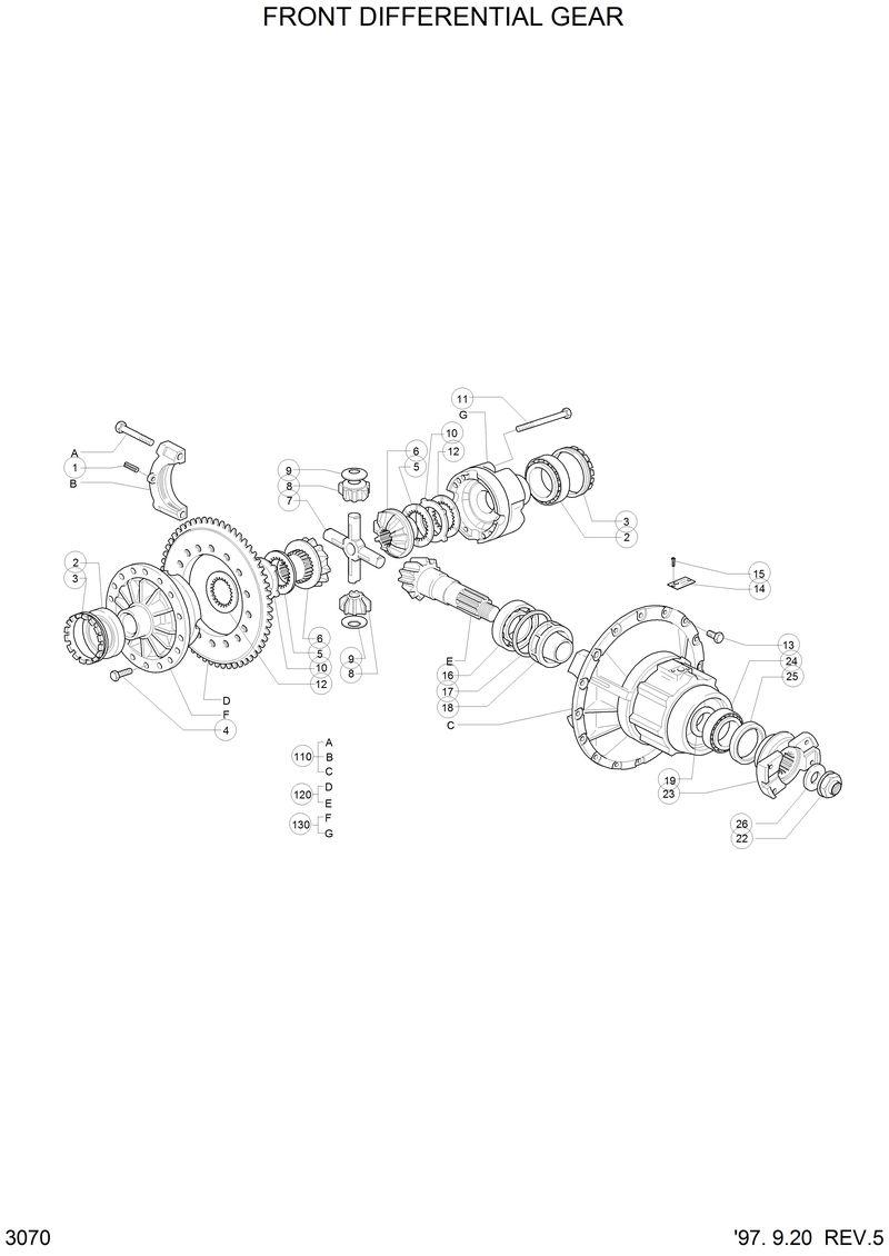 Схема запчастей Hyundai HL770 - FRONT DIFFERENTIAL GEAR 