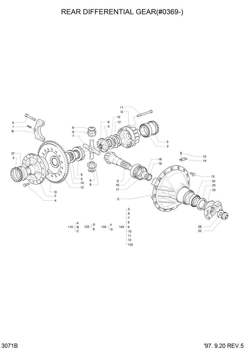 Схема запчастей Hyundai HL770 - REAR DIFFERENTIAL GEAR(#0369-) 