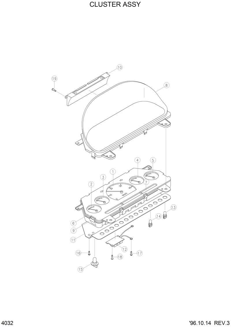 Схема запчастей Hyundai HL770 - CLUSTER ASSY 