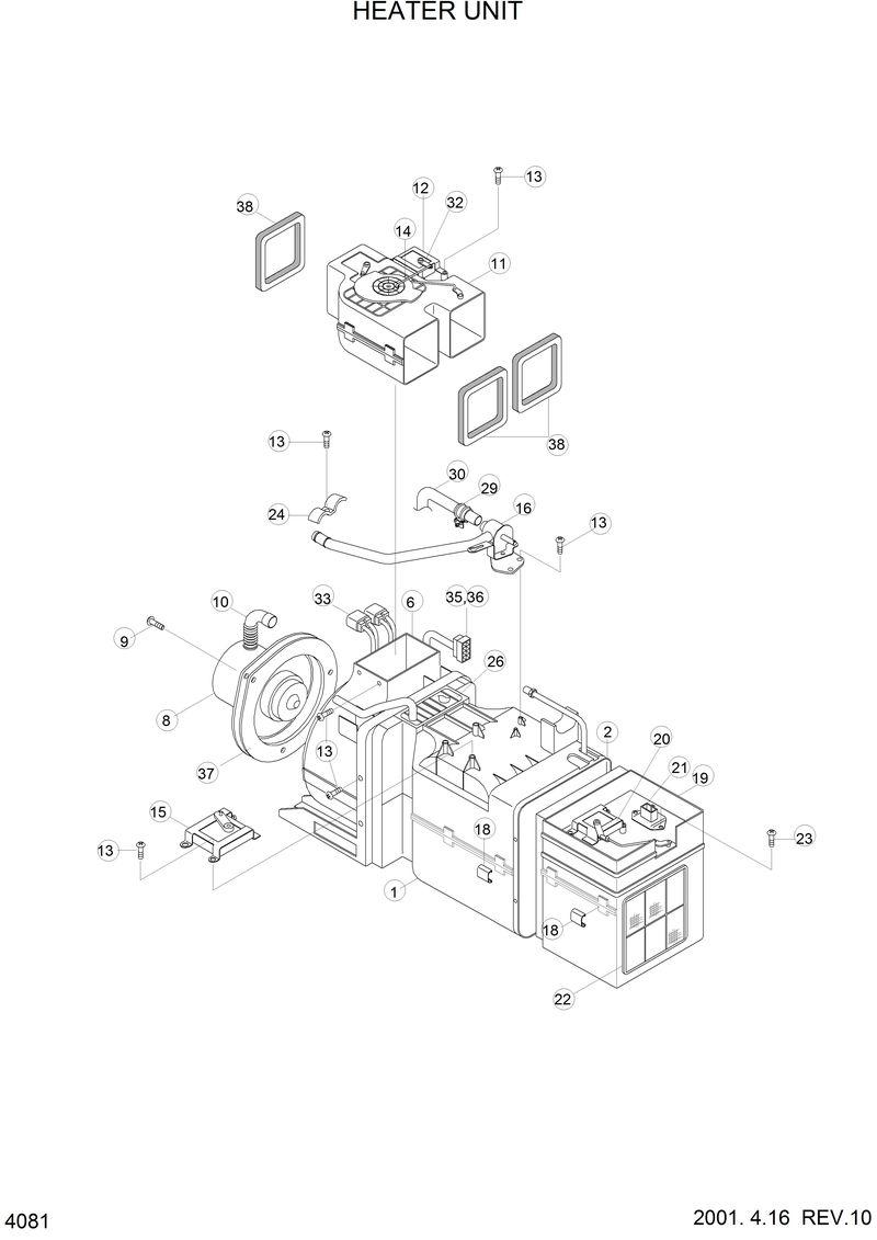 Схема запчастей Hyundai HL770 - HEATER MOUNTING(#0206-) 