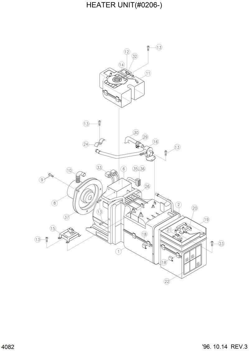 Схема запчастей Hyundai HL770 - HEATER UNIT(#0206-) 