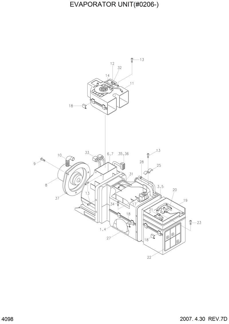 Схема запчастей Hyundai HL770 - EVAPORATOR UNIT(#0206-) 